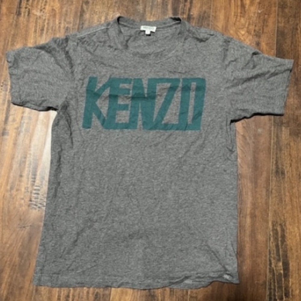 Kenzo Gray T-Shirt with Green Logo